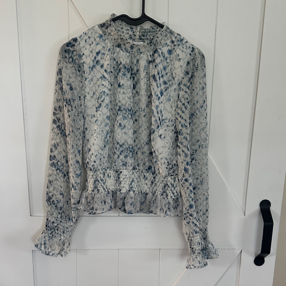 Jopna Women's Blouse in Blue and White, Size M